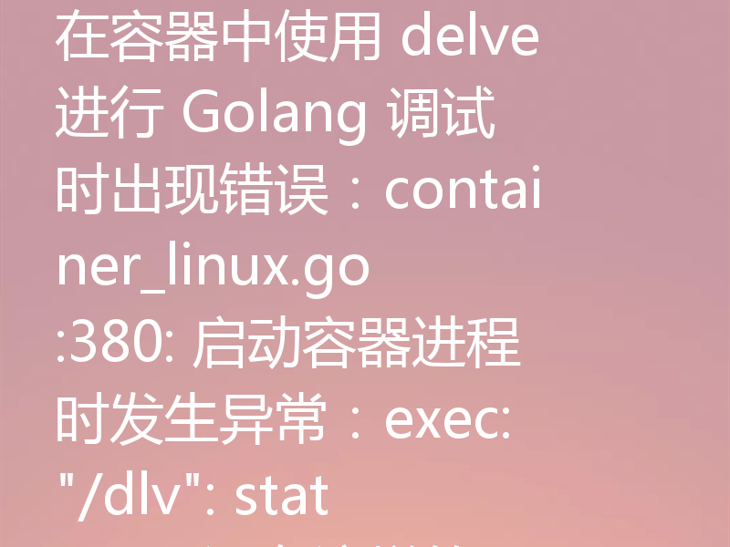 在容器中使用 delve 进行 Golang 调试时出现错误:container_linux.go:380: 启动容器进程时发生异常:exec: