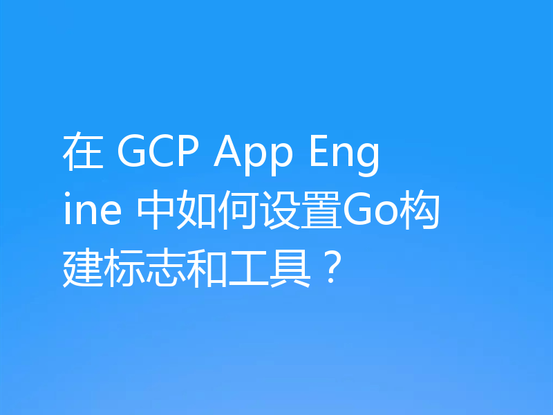 在 GCP App Engine 中如何设置Go构建标志和工具?