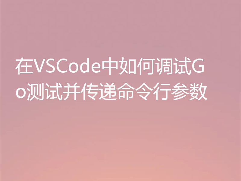 在VSCode中如何调试Go测试并传递命令行参数