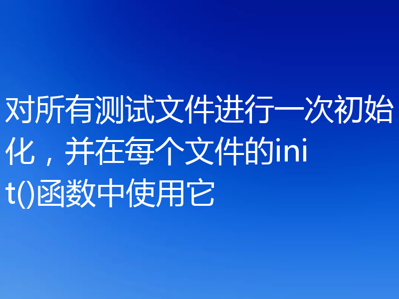 对所有测试文件进行一次初始化,并在每个文件的init()函数中使用它