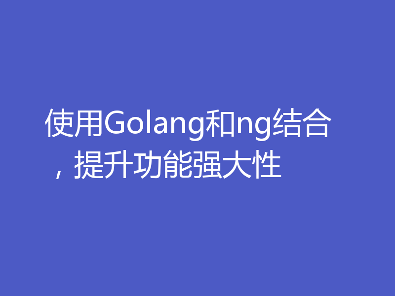使用Golang和ng结合,提升功能强大性