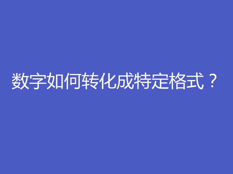 数字如何转化成特定格式？