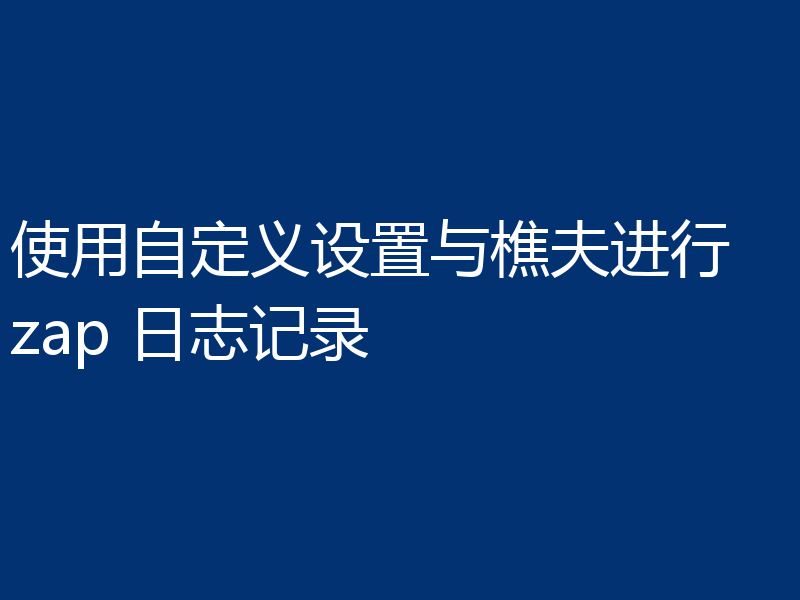 使用自定义设置与樵夫进行 zap 日志记录