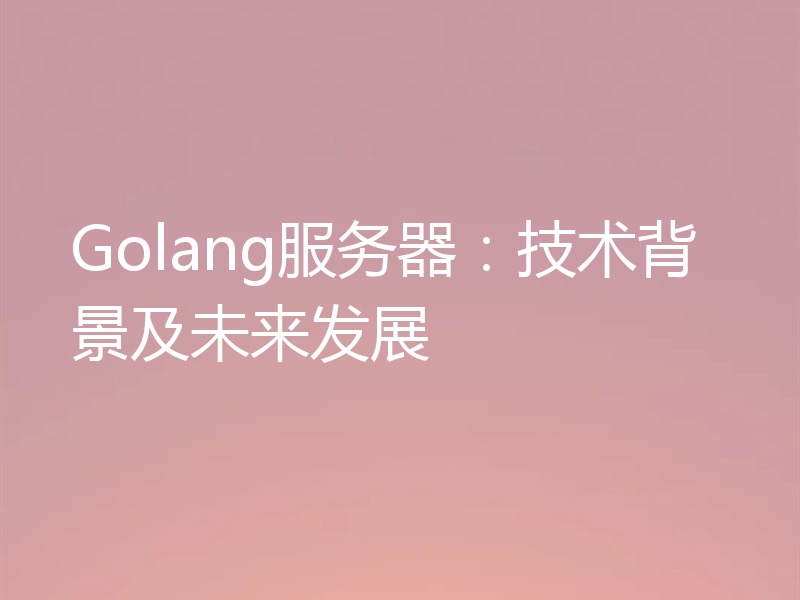 Golang服务器:技术背景及未来发展