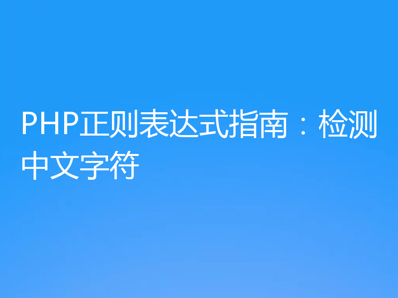 PHP正则表达式指南:检测中文字符
