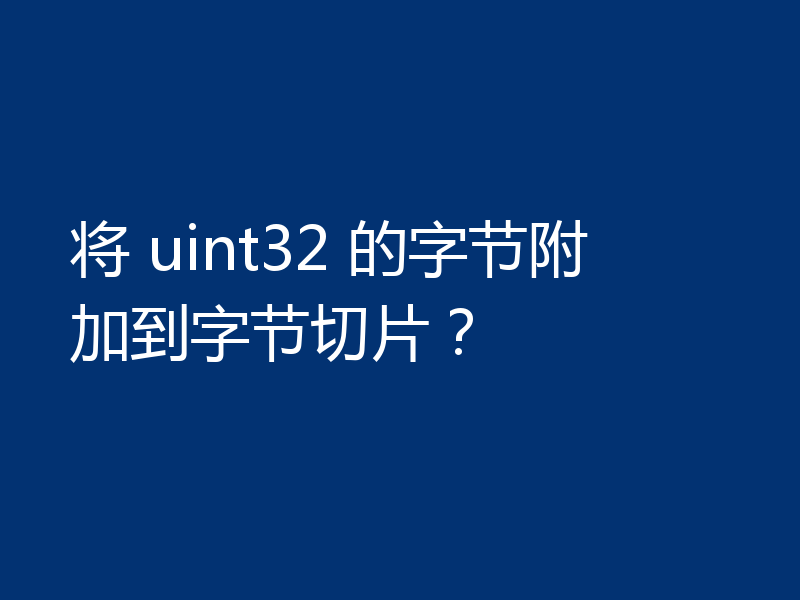 将 uint32 的字节附加到字节切片？