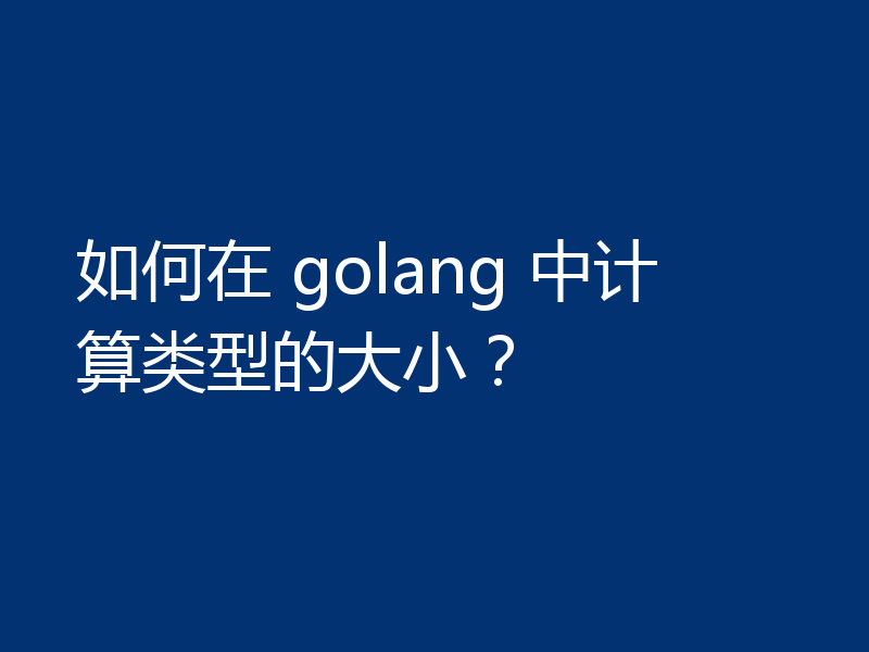 如何在 golang 中计算类型的大小?
