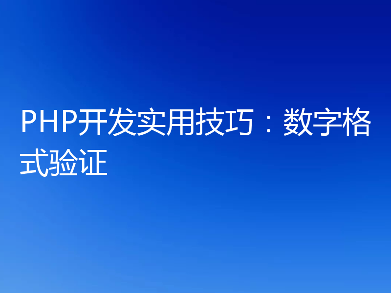 PHP开发实用技巧:数字格式验证
