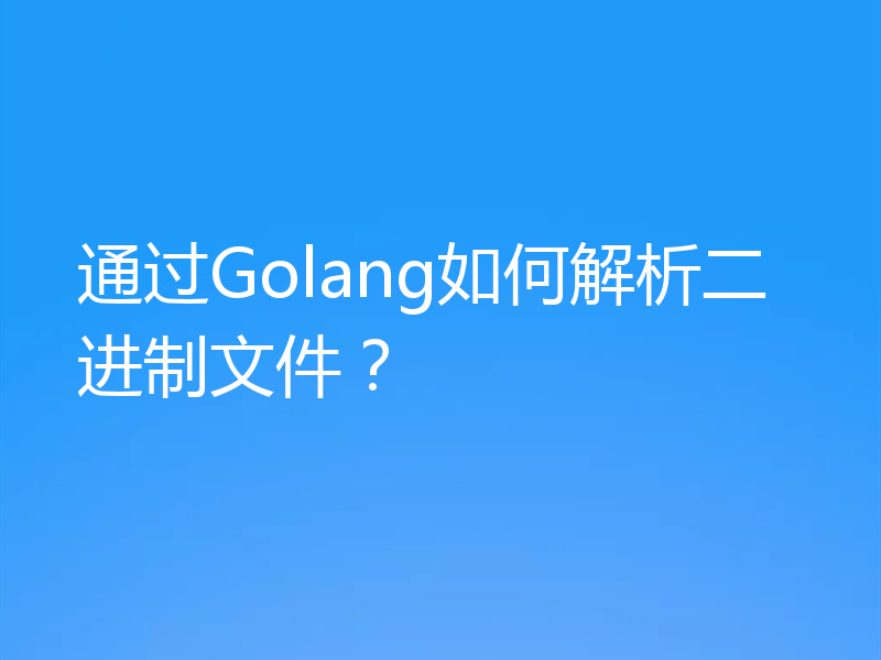 通过Golang如何解析二进制文件?
