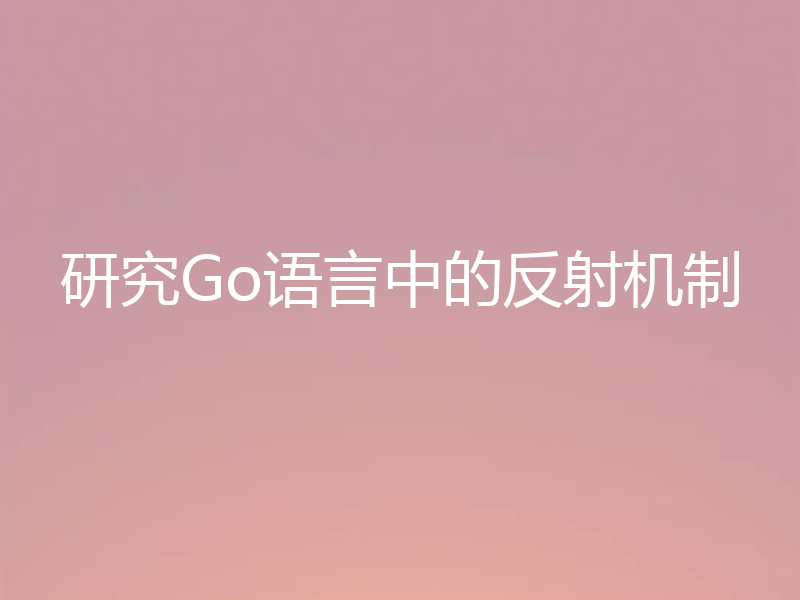 研究Go语言中的反射机制