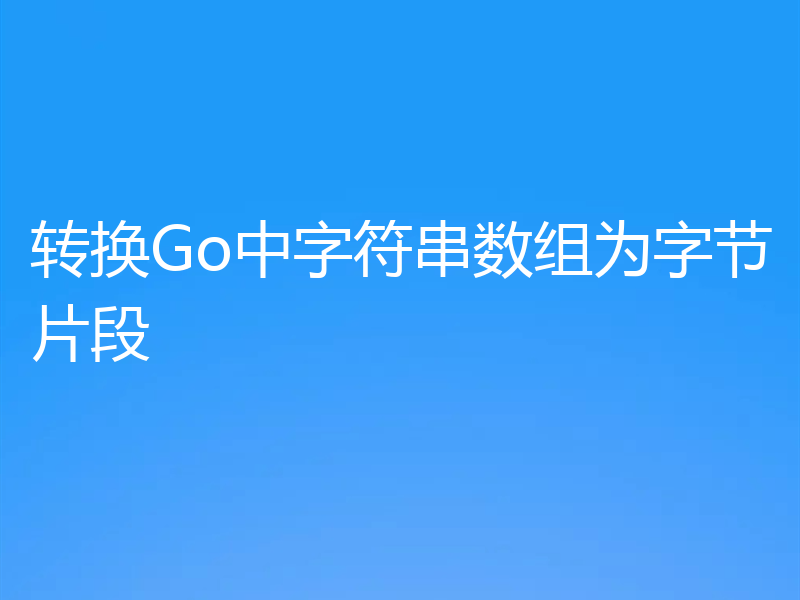转换Go中字符串数组为字节片段