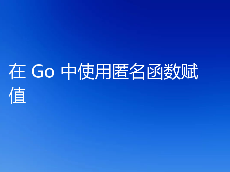 在 Go 中使用匿名函数赋值
