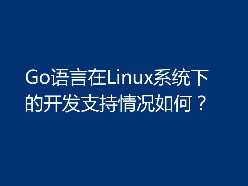 Go语言在Linux系统下的开发支持情况如何?