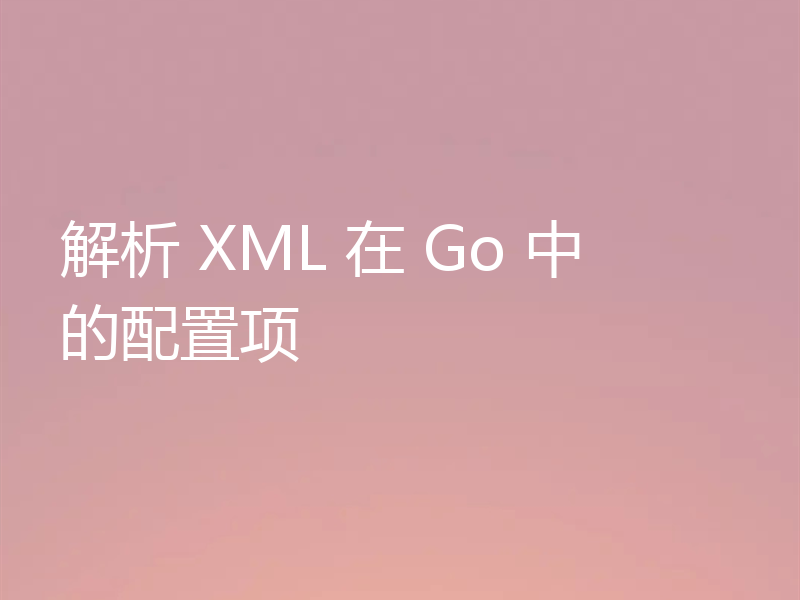 解析 XML 在 Go 中的配置项