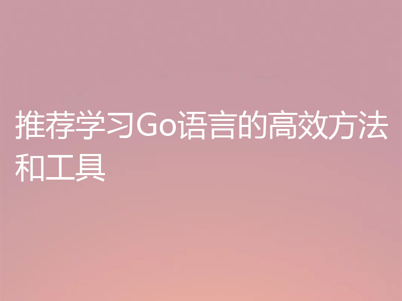 推荐学习Go语言的高效方法和工具