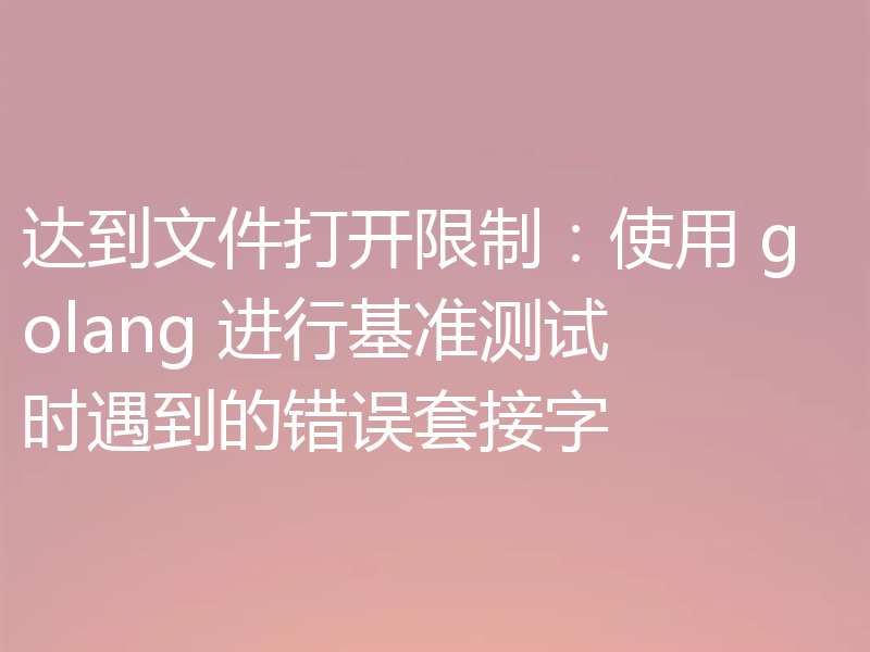 达到文件打开限制:使用 golang 进行基准测试时遇到的错误套接字