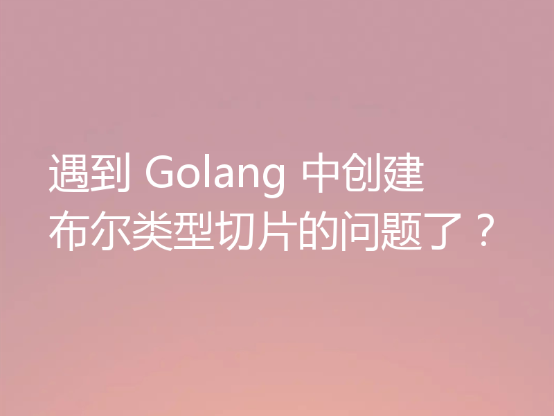 遇到 Golang 中创建布尔类型切片的问题了?