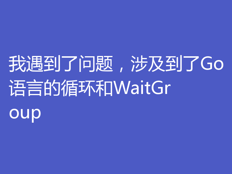 我遇到了问题,涉及到了Go语言的循环和WaitGroup