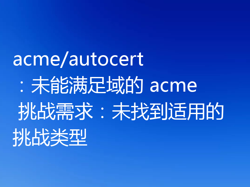 acme/autocert:未能满足域的 acme 挑战需求:未找到适用的挑战类型