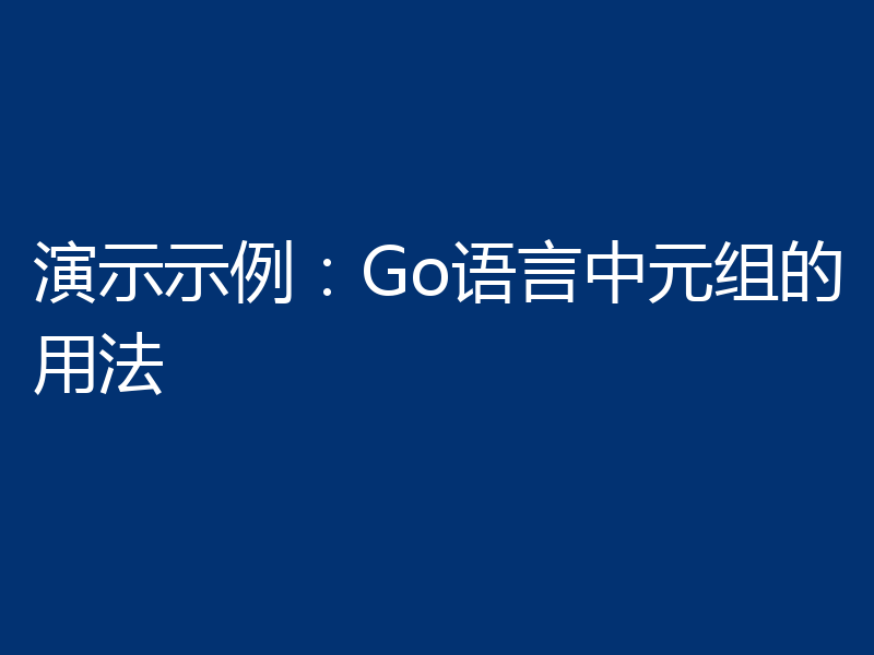 演示示例:Go语言中元组的用法