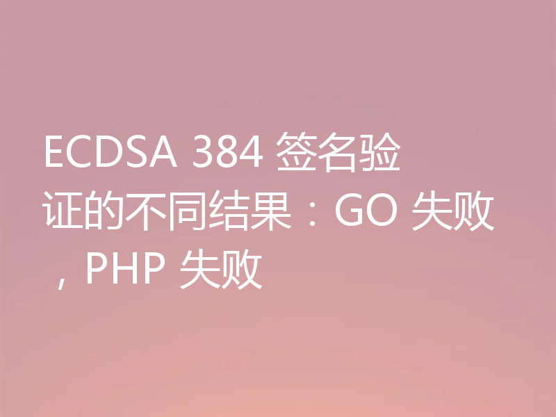 ECDSA 384 签名验证的不同结果:GO 失败,PHP 失败