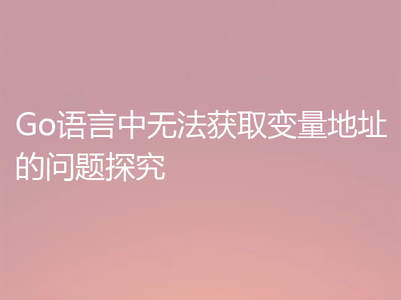 Go语言中无法获取变量地址的问题探究