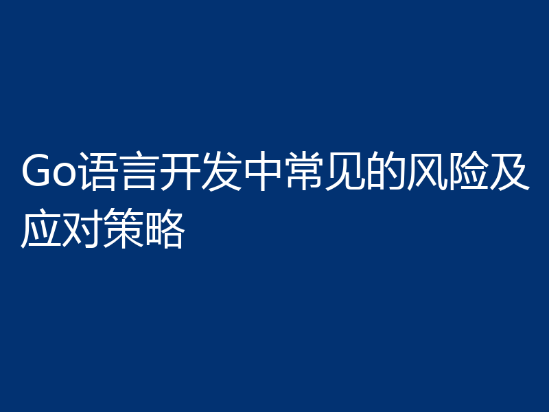 Go语言开发中常见的风险及应对策略