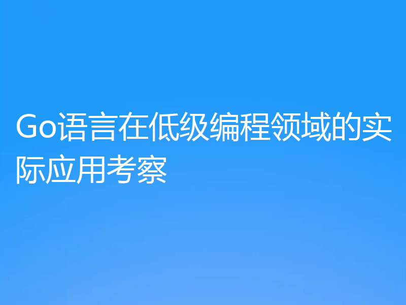 Go语言在低级编程领域的实际应用考察