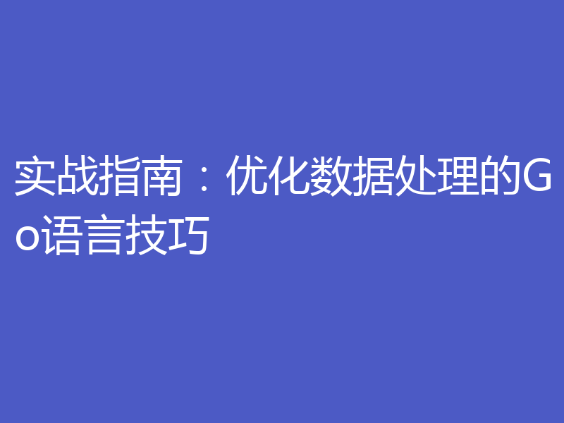 实战指南:优化数据处理的Go语言技巧