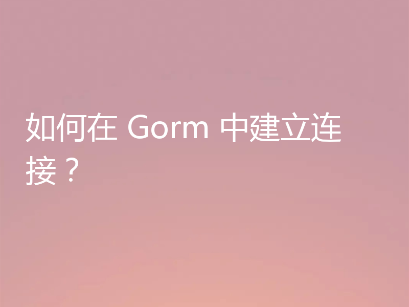 如何在 Gorm 中建立连接?