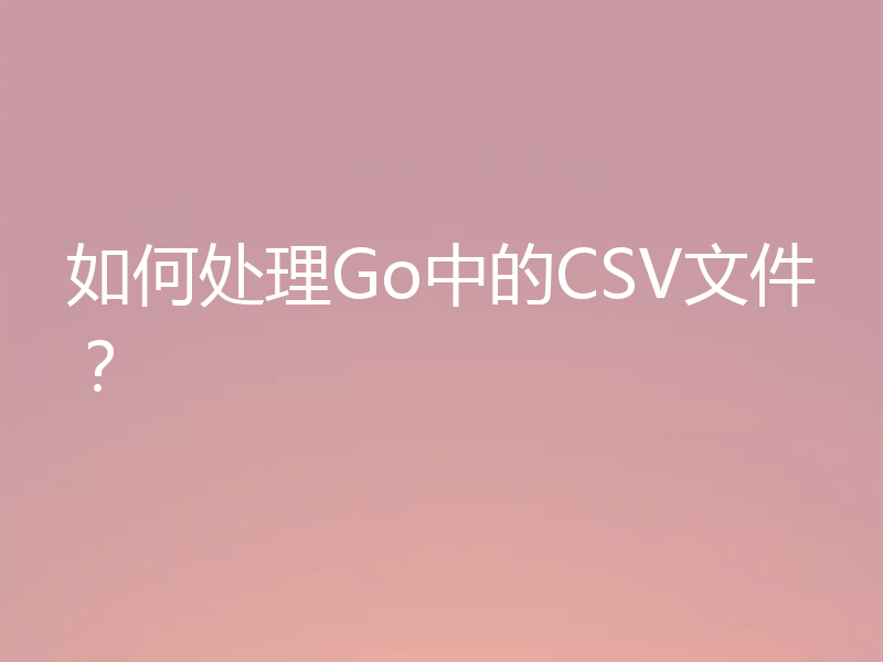 如何处理Go中的CSV文件?