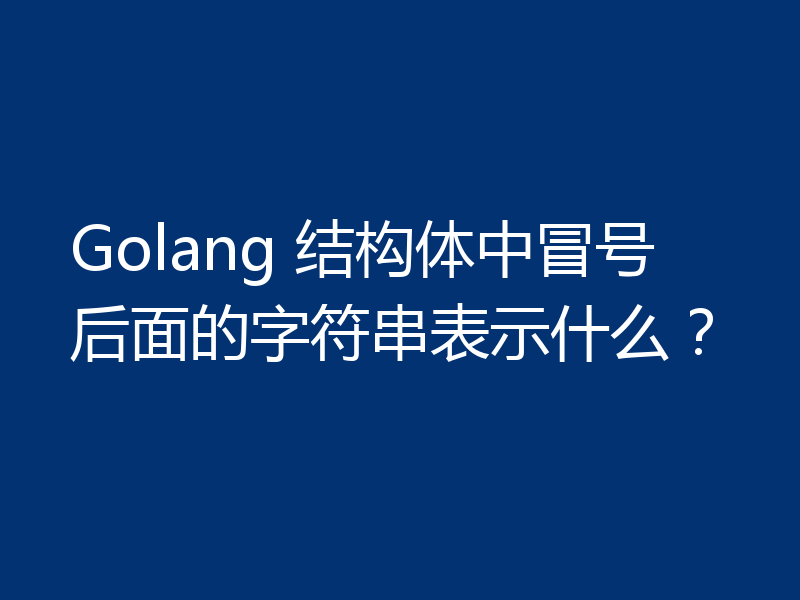 Golang 结构体中冒号后面的字符串表示什么?