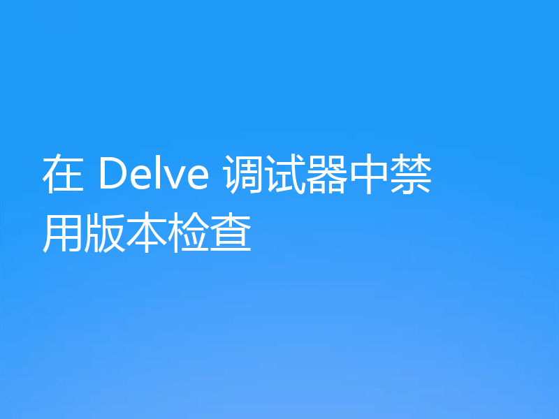 在 Delve 调试器中禁用版本检查