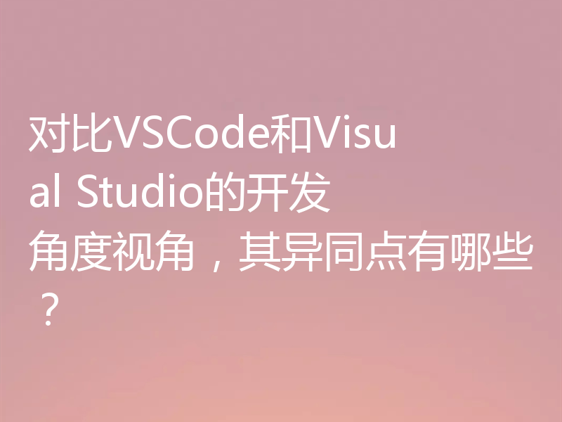 对比VSCode和Visual Studio的开发角度视角,其异同点有哪些?