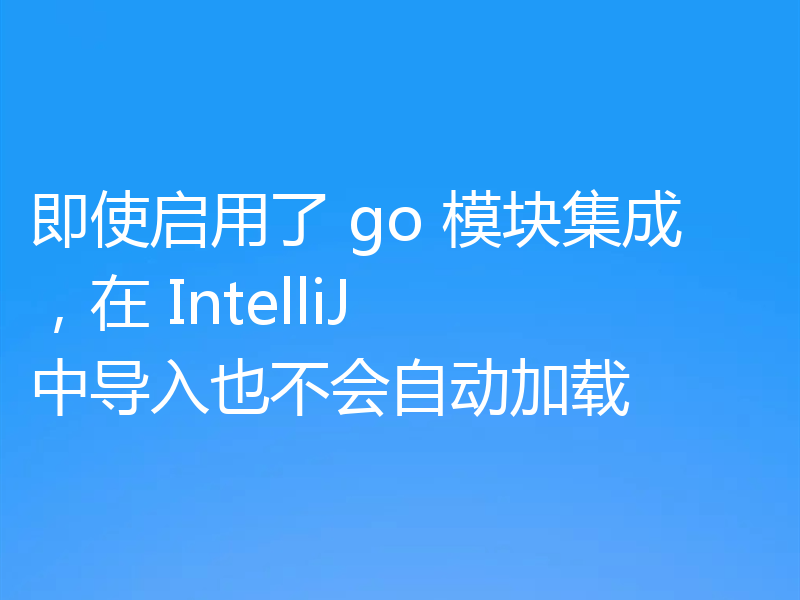 即使启用了 go 模块集成,在 IntelliJ 中导入也不会自动加载