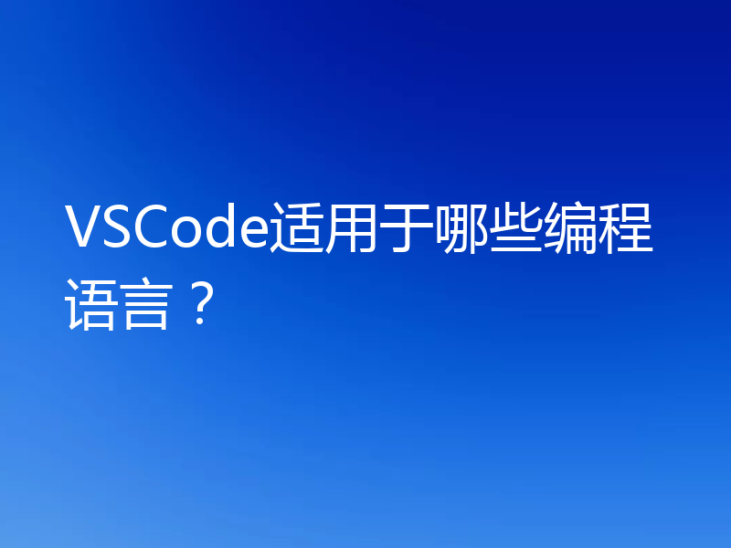 VSCode适用于哪些编程语言?