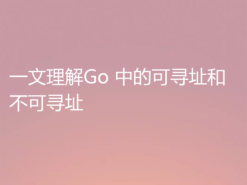 一文理解Go 中的可寻址和不可寻址