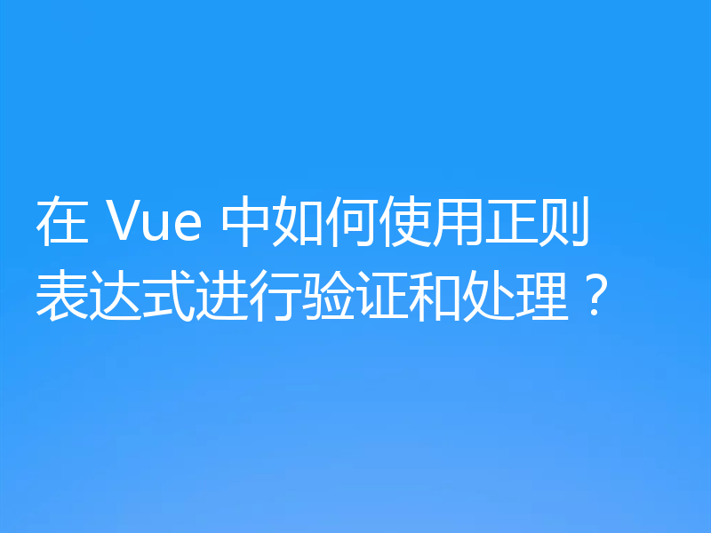 在 Vue 中如何使用正则表达式进行验证和处理?