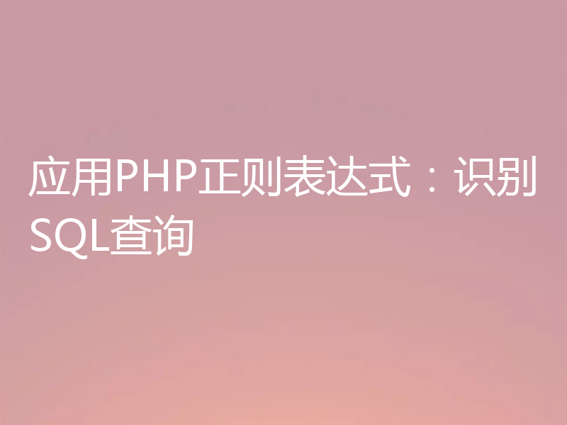 应用PHP正则表达式:识别SQL查询
