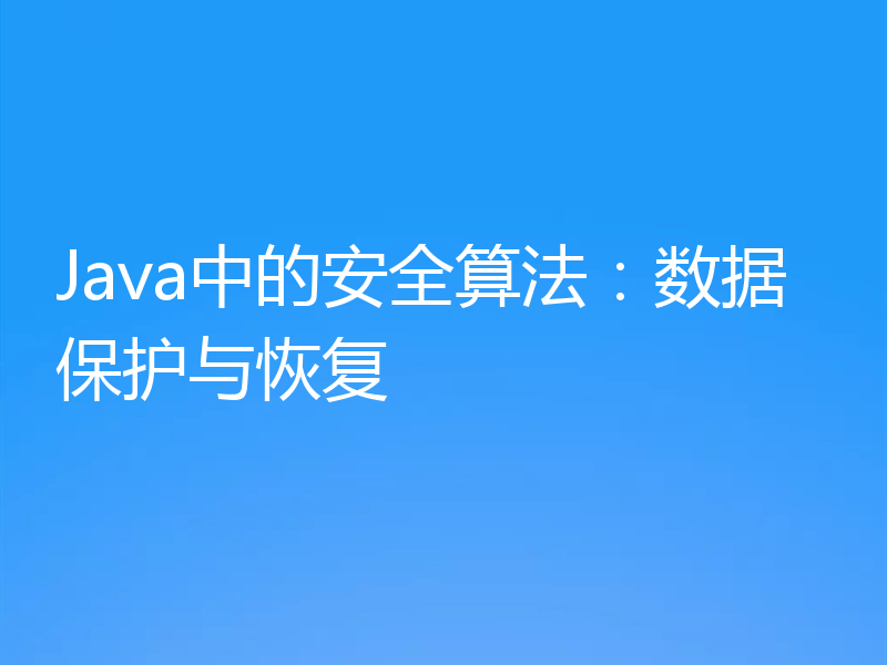 Java中的安全算法:数据保护与恢复