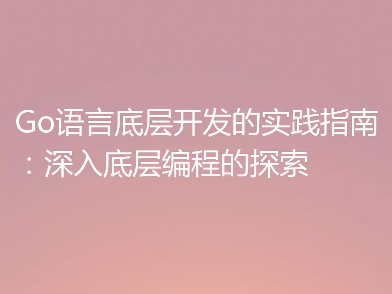 Go语言底层开发的实践指南:深入底层编程的探索