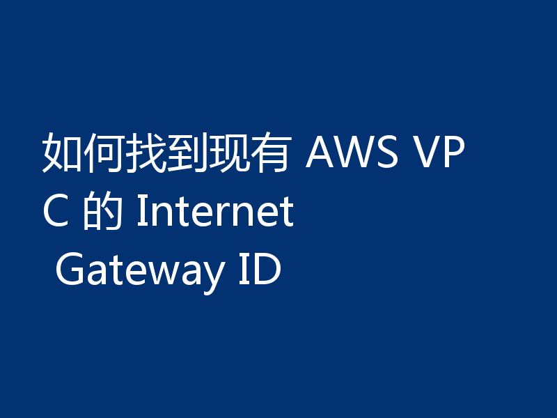 如何找到现有 AWS VPC 的 Internet Gateway ID