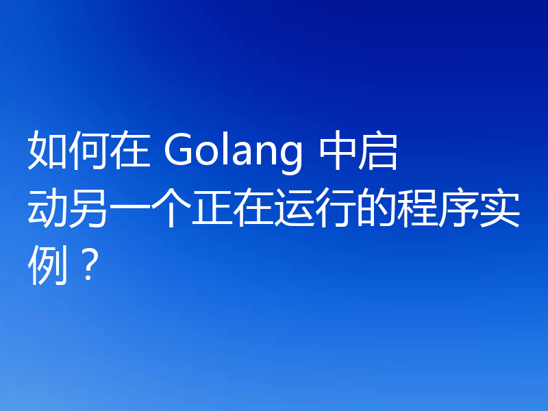 如何在 Golang 中启动另一个正在运行的程序实例?