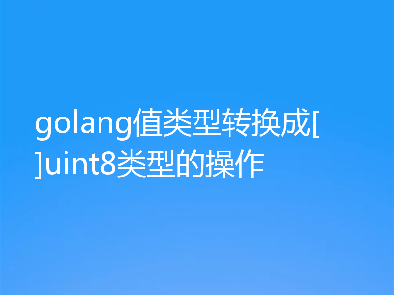 golang值类型转换成[]uint8类型的操作