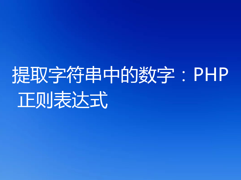 提取字符串中的数字:PHP 正则表达式