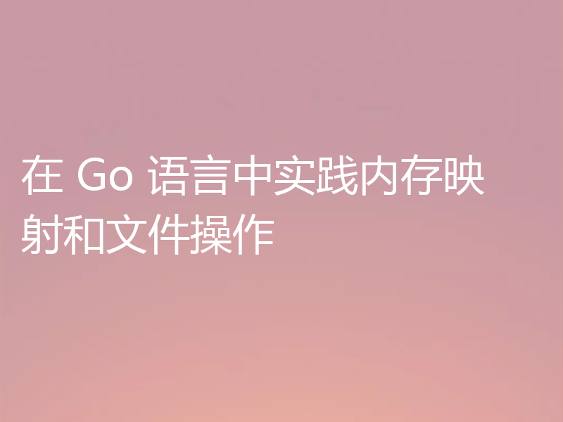 在 Go 语言中实践内存映射和文件操作