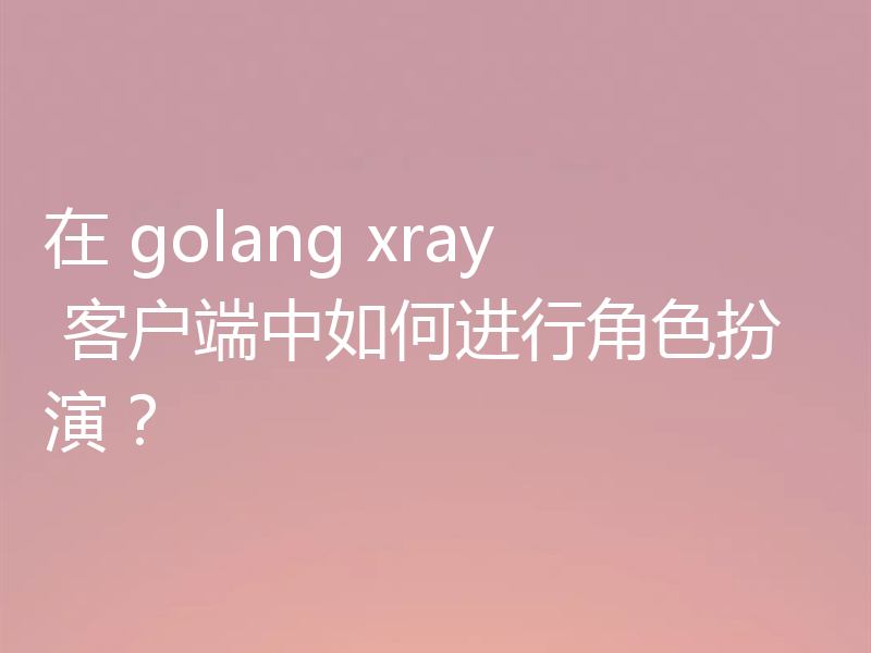 在 golang xray 客户端中如何进行角色扮演?