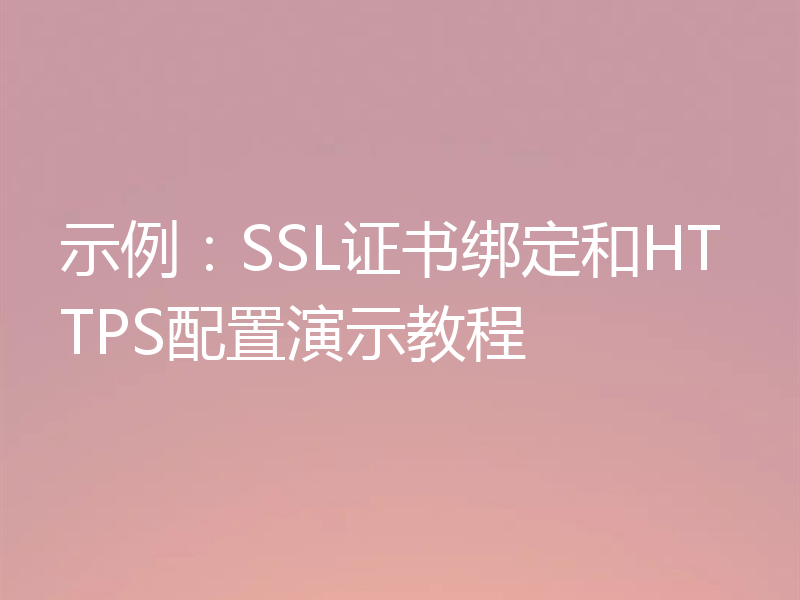 示例:SSL证书绑定和HTTPS配置演示教程