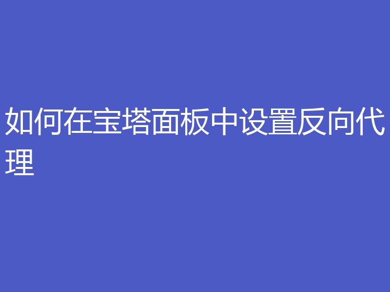 如何在宝塔面板中设置反向代理