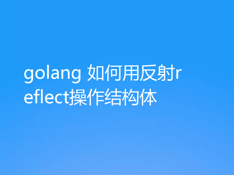 golang 如何用反射reflect操作结构体